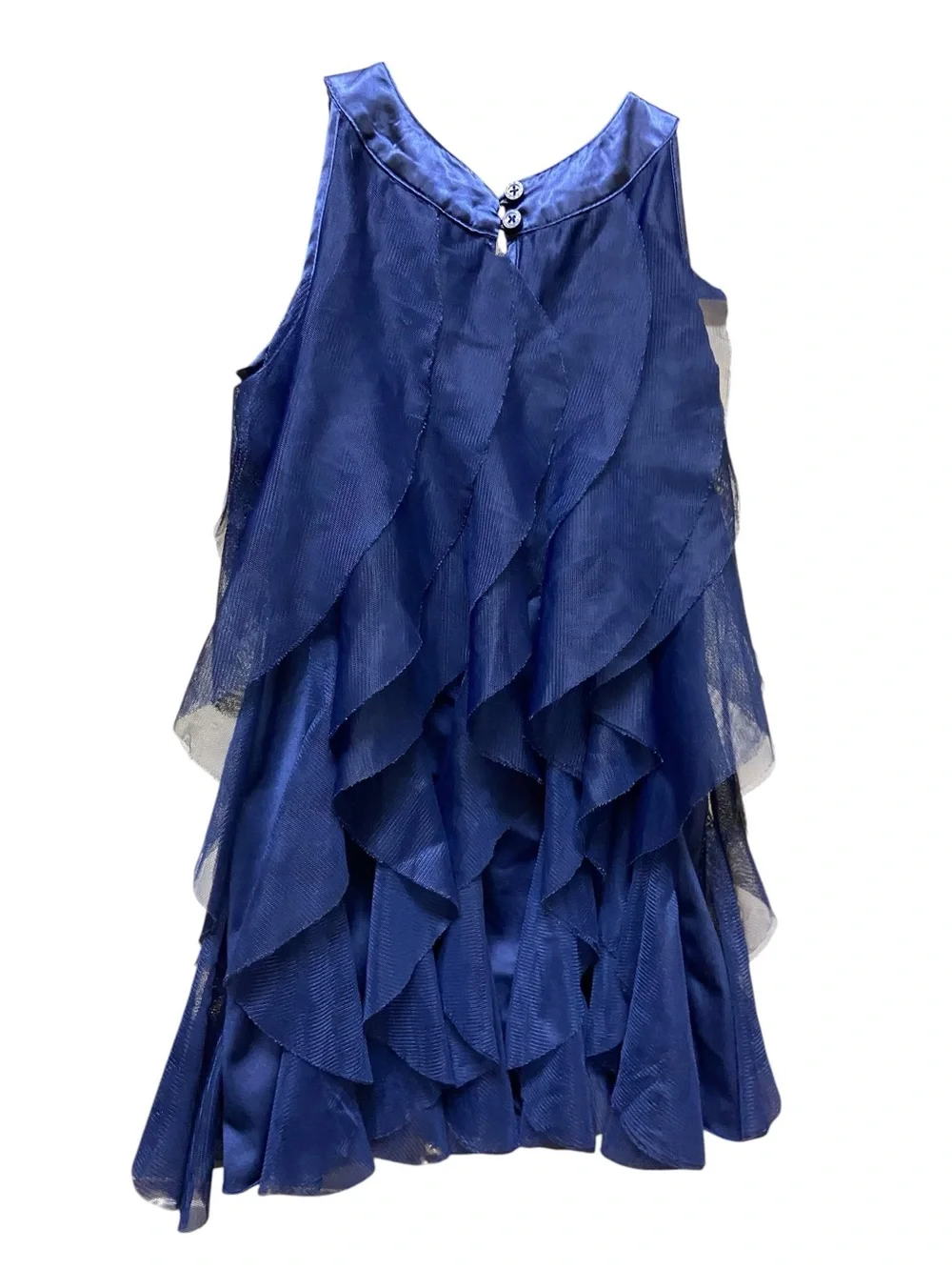 The Children's Place Girls Blue Sequin Tiered Ruffle Party Dress Size 6X/7